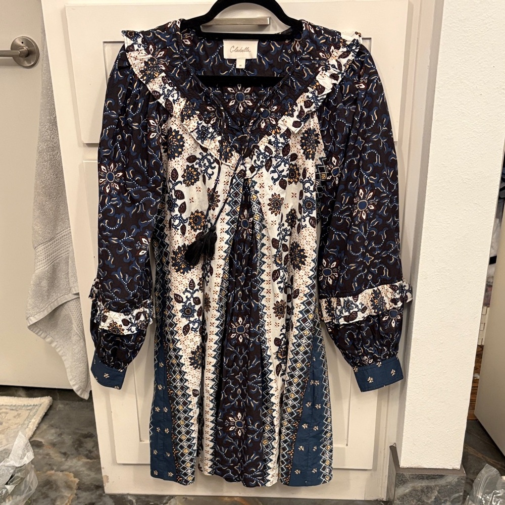 Cleobella Yalena Cotton Ruffle Long Sleeve Mini Dress.